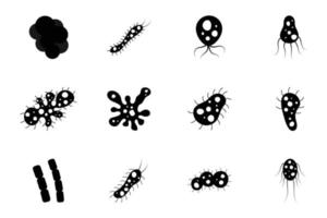 set of bacteria and virus vector illustration. Disease-causing bacterias, viruses and microbes.