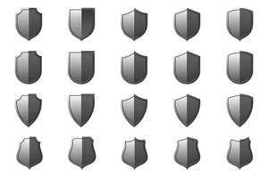 Set of Metallic Security Shields. Secure and Protection illustration for your web site design, game, logo, app, and UI. vector