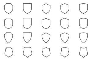 Set of Outline Security Shields. Secure and Protection illustration for your web site design, game, logo, app, and UI. vector