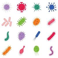 set of bacteria and virus vector illustration in flat style. Disease-causing bacterias, viruses and microbes.