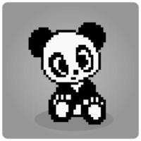 8 bits of pixel panda. Animals for game assets and bead patterns in vector illustrations.