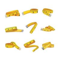 yellow measuring tape set cartoon vector illustration