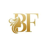 Initial BF face beauty logo design templates vector