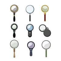 magnifying glass set cartoon vector illustration