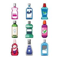 mouthwash set cartoon vector illustration