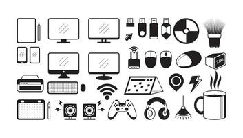 Collection of Electronic Device Design with Silhouette Style vector