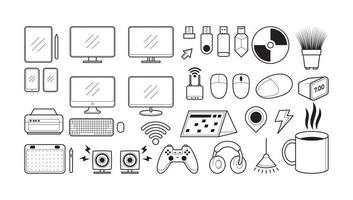 Collection of Electronic Device Design with Outline Style vector