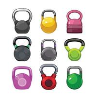 fitness kettlebell set cartoon vector illustration