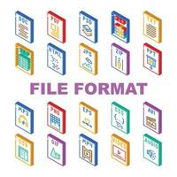 file format document icons set vector