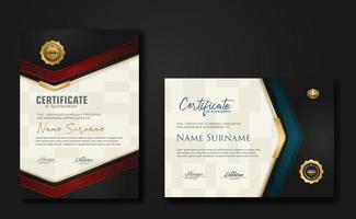 New design two set luxury certificate template with shadow effect on overlap layers and cream color on pattern background vector