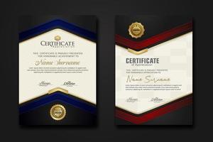 New design two set  luxury certificate  template with shadow effect on overlap layers and cream color on  pattern background vector