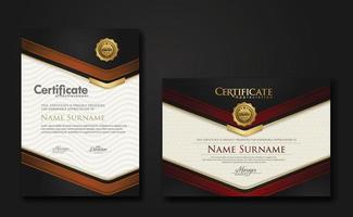 New design two set luxury certificate template with shadow effect on overlap layers and cream color on pattern background vector