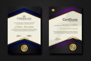 New design two set  luxury certificate  template with shadow effect on overlap layers and cream color on  pattern background vector