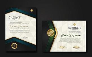 New design two set luxury certificate template with shadow effect on overlap layers and cream color on pattern background vector