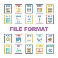 archivo formato documento íconos conjunto vector