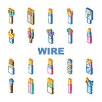 wire cable cord icons set vector