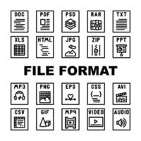 archivo formato documento íconos conjunto vector