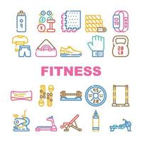 fitness gym exercise icons set vector