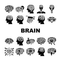 brain mind human head icons set vector