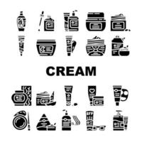 cream cosmetic skin care icons set vector