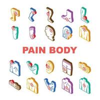 dolor cuerpo dolor médico articulación íconos conjunto vector