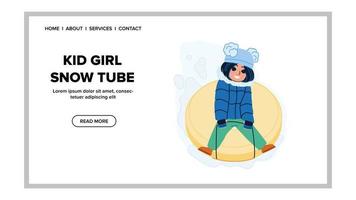 kid girl snow tube vector