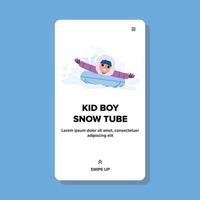 kid boy snow tube vector