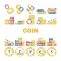 coin money business icons set vector