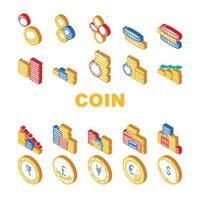 coin money business icons set vector