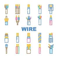 wire cable cord icons set vector