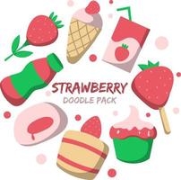 Strawberry Doodle Pack vector