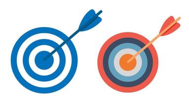 Target Icon set. Target bullseye line icon. Target board with arrows. Archery sport game Arrow hitting target. Goal achieve and challenge failure Shot miss concept. vector