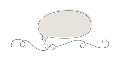 Continuous one line drawing of speech bubble isolated minimalist linear illustration made of single line. vector