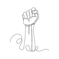 Raised Fist art continuous line minimalist shape of freedom. vector