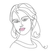 artístico uno línea bocetos de mujer rostro. hembra cara dibujo minimalista línea estilo. vector