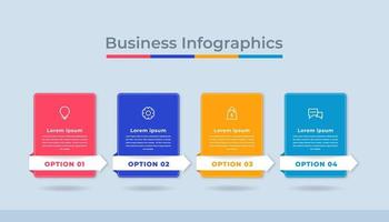 gráfico de proceso de visualización de datos comerciales de infografía de línea de tiempo. gráfico de diagrama abstracto con pasos, opciones vector