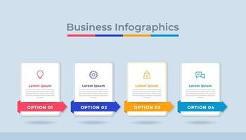 gráfico de proceso de visualización de datos comerciales de infografía de línea de tiempo. gráfico de diagrama abstracto con pasos, opciones vector