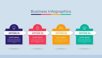 gráfico de proceso de visualización de datos comerciales de infografía de línea de tiempo. gráfico de diagrama abstracto con pasos, opciones vector