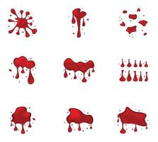 Set of various realistic style 3d blood ink or paint splatter isolated on white background. vector