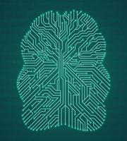 Brain circuit board technological brain concept background vector