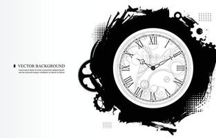 Analog clock.abstract vector brushes.white background