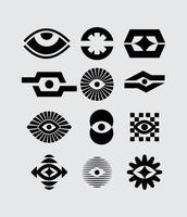 Clásico ojos símbolo icono logo vector forma elemento místico modelo conjunto haz aislado editable