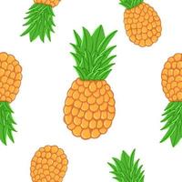 Simple pineapple seamless pattern. Vector illustration in cartoon flat style isolated on white background.