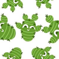 Cacti characters pattern. Vector illustration in cartoon flat style isolated on white background.