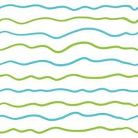 Wave line seamless pattern. Vector illustration isolated on white background. Green and blue.