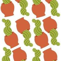 Cacti pattern. Vector illustration in cartoon flat style isolated on white background.