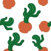 Cacti pattern. Vector illustration in cartoon flat style isolated on white background.