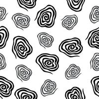 Spiral seamless vector pattern. Vector image on white background. Black and white.