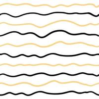 Wave line seamless pattern. Vector illustration isolated on white background. Black and yellow.