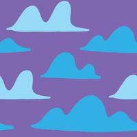 Vector cloud pattern. Vector illustration on purple background in cartoon flat style